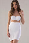 Kadın Beyaz Seamless Külotlu Jüpon Korse MI16SKR00023