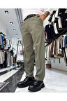 Erkek Baggy Fit Pile Detaylı Kumaş Pantolon