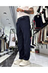 Erkek Baggy Fit Pile Detaylı Kumaş Pantolon
