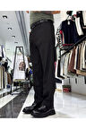 Erkek Baggy Fit Pile Detaylı Kumaş Pantolon