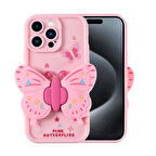 Forzacase iPhone 15 Pro Max ile uyumlu Butterfly Serisi 3D Kelebek Figür Tasarımlı Silikon Kılıf