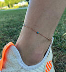 Turkuaz Taşlı Gümüş Halhal