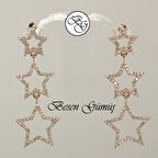 Rose Üç Yıldız Sallantılı Küpe