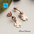 Tek Taş Ucunda Yonca Sallantılı Küpe