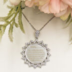 Zirkon Taşlı Beyaz Ayetel Kürsi Kolye