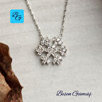 Zirkon Taşlı Kar Tanesi Kolye