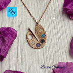 Rose Renkli Taşlı Resim Paleti Kolye