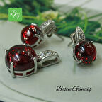 Kırmızı Bombeli Taşlı Set