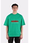 Yeşil %100 Pamuk Bisiklet Yaka Oversize T-shirt Zoro Samurai Wano Kuni Arc