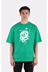 Yeşil %100 Pamuk Bisiklet Yaka Oversize T-shirt Zoro Samurai Wano Kuni Arc