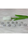 Gümüş Yuvarlak Taşlı Düğme (18boy) 11mm-10 Adet