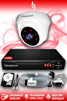 BAYICAM 1 Kameralı Dome 1 İç Kamera Set 2 TB HDD Full HD Gece Görüşlü Güvenlik Kamerası Sistemi