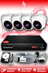 BAYICAM 4 Kameralı Dome 4 İç Kamera Set 100 GB HDD Full HD Gece Görüşlü Güvenlik Kamerası Sistemi