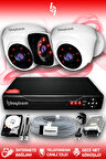 BAYICAM 3 Kameralı Kare 2 İç Kamera Set 500 GB HDD Full HD Gece Görüşlü Güvenlik Kamerası Sistemi