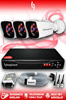 BAYICAM 3 Kameralı Kare 3 Dış Kamera Set HDD'siz Full HD Gece Görüşlü Güvenlik Kamerası Sistemi