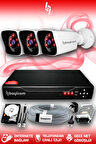 BAYICAM 3 Kameralı Kare 3 Dış Kamera Set 1 TB HDD Full HD Gece Görüşlü Güvenlik Kamerası Sistemi