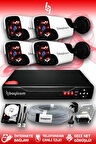 BAYICAM 4 Kameralı Panda 4 Dış Kamera Set 500 GB HDD Full HD Gece Görüşlü Güvenlik Kamerası Sistemi