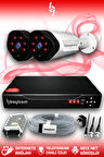 BAYICAM 2 Kameralı Uzay 2 Dış Kamera Set HDD'siz Full HD Gece Görüşlü Güvenlik Kamerası Sistemi