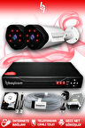 BAYICAM 2 Kameralı Uzay 2 Dış Kamera Set 2 TB HDD Full HD Gece Görüşlü Güvenlik Kamerası Sistemi