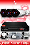 BAYICAM 3 Kameralı Uzay 3 Dış Kamera Set 250 GB HDD Full HD Gece Görüşlü Güvenlik Kamerası Sistemi