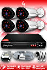 BAYICAM 4 Kameralı Uzay 4 Dış Kamera Set HDD'siz Full HD Gece Görüşlü Güvenlik Kamerası Sistemi