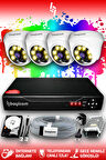 BAYICAM 4 Kameralı Dome 4 İç Kamera Set 320 GB HDD Full HD Renkli Gece Görüşlü Güvenlik Kamerası Sistemi