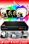 BAYICAM 4 Kameralı Kare 2 İç Kamera Set 1 TB HDD Full HD Renkli Gece Görüşlü Güvenlik Kamerası Sistemi