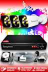 BAYICAM 3 Kameralı Kare 3 Dış Kamera Set 100 GB HDD Full HD Renkli Gece Görüşlü Güvenlik Kamerası Sistemi