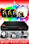 BAYICAM 4 Kameralı Kare 1 İç Kamera Set 500 GB HDD Full HD Renkli Gece Görüşlü Güvenlik Kamerası Sistemi
