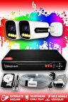 BAYICAM 2 Kameralı Zebra 2 Dış Kamera Set 1 TB HDD Full HD Renkli Gece Görüşlü Güvenlik Kamerası Sistemi