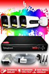 BAYICAM 3 Kameralı Zebra 3 Dış Kamera Set HDD'siz Full HD Renkli Gece Görüşlü Güvenlik Kamerası Sistemi