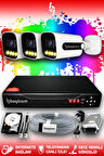 BAYICAM 3 Kameralı Zebra 3 Dış Kamera Set 250 GB HDD Full HD Renkli Gece Görüşlü Güvenlik Kamerası Sistemi