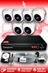 BAYICAM 6 Kameralı Dome 6 İç Kamera Set 500 GB HDD Full HD Gece Görüşlü Güvenlik Kamerası Sistemi