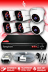 BAYICAM 6 Kameralı Kare 2 İç Kamera Set HDD'siz Full HD Gece Görüşlü Güvenlik Kamerası Sistemi