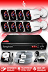 BAYICAM 8 Kameralı Kare 8 Dış Kamera Set 2 TB HDD Full HD Gece Görüşlü Güvenlik Kamerası Sistemi