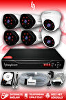 BAYICAM 6 Kameralı Uzay 2 İç Kamera Set 250 GB HDD Full HD Gece Görüşlü Güvenlik Kamerası Sistemi