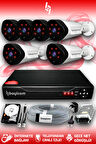 BAYICAM 6 Kameralı Uzay 6 Dış Kamera Set 250 GB HDD Full HD Gece Görüşlü Güvenlik Kamerası Sistemi