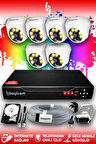 BAYICAM 6 Kameralı Dome 6 İç Kamera Set 500 GB HDD Full HD Renkli Gece Görüşlü Güvenlik Kamerası Sistemi