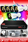 BAYICAM 5 Kameralı Kare 5 Dış Kamera Set 500 GB HDD Full HD Renkli Gece Görüşlü Güvenlik Kamerası Sistemi