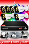 BAYICAM 6 Kameralı Kare 6 Dış Kamera Set 500 GB HDD Full HD Renkli Gece Görüşlü Güvenlik Kamerası Sistemi