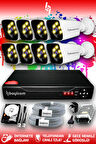 BAYICAM 8 Kameralı Kare 8 Dış Kamera Set 2 TB HDD Full HD Renkli Gece Görüşlü Güvenlik Kamerası Sistemi