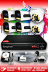 BAYICAM 6 Kameralı Zebra 2 İç Kamera Set 1 TB HDD Full HD Renkli Gece Görüşlü Güvenlik Kamerası Sistemi