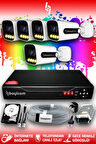 BAYICAM 5 Kameralı Zebra 5 Dış Kamera Set 320 GB HDD Full HD Renkli Gece Görüşlü Güvenlik Kamerası Sistemi