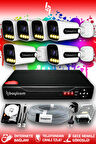 BAYICAM 6 Kameralı Zebra 6 Dış Kamera Set 500 GB HDD Full HD Renkli Gece Görüşlü Güvenlik Kamerası Sistemi