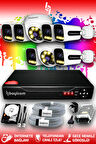 BAYICAM 8 Kameralı Zebra 2 İç Kamera Set 250 GB HDD Full HD Renkli Gece Görüşlü Güvenlik Kamerası Sistemi