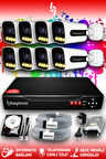 BAYICAM 8 Kameralı Zebra 8 Dış Kamera Set 250 GB HDD Full HD Renkli Gece Görüşlü Güvenlik Kamerası Sistemi