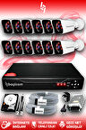 BAYICAM 12 Kameralı Kare 12 Dış Kamera Set 250 GB HDD Full HD Gece Görüşlü Güvenlik Kamerası Sistemi