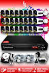 BAYICAM 24 Kameralı Zebra 24 Dış Kamera Set 500 GB HDD Full HD Renkli Gece Görüşlü Güvenlik Kamerası Sistemi