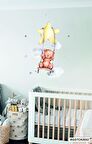 Bizerk Görsel Yıldız Salıncak ve Ayı Çocuk/ Bebek Odası Kreş Anaokulu Duvar Yapışkanı Sticker