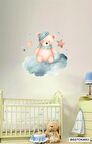 Bizerk Görsel Yıldız Bulut ve Sevimli Ayı Çocuk/ Bebek Odası Kreş Kapı Duvar Yapışkanı Sticker